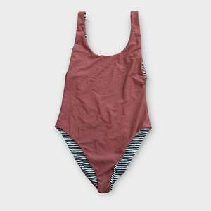 ROVE SWIMWEAR Seamless Reversible One Piece Swimsuit in Mauve and Stripe XS